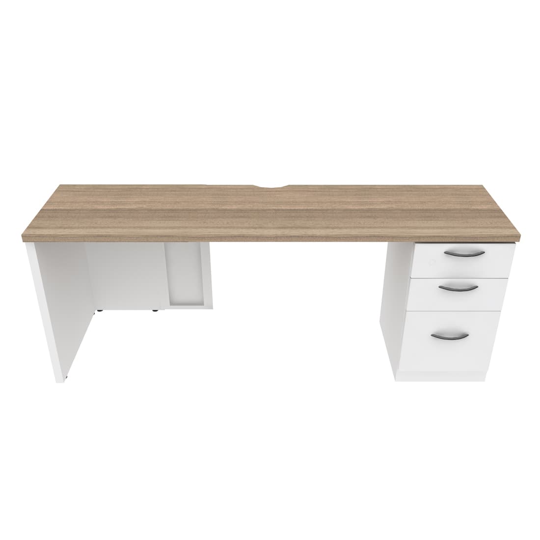 Universal Straight Worksurface as Credenza with Fixed Pedestal
