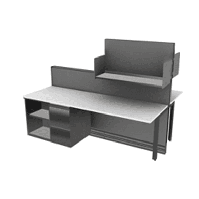 Touchdown Workstation with Overhead & Freestanding Storage