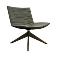 National Office furniture Grin Lounge High Profile, Wood Base (Grey Leather/Chrome)