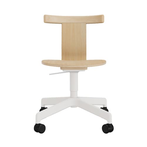 Jiro Swivel Chair - Natural - White Base with Casters