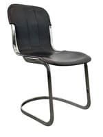 Restoration Hardware Rizzo Leather Dining Side Chair (Black/Chrome)