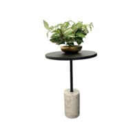 Round Side Table with Marble Base