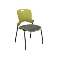 Caper Used Stack Chair w Light Gray Mesh Seat, Yellow
