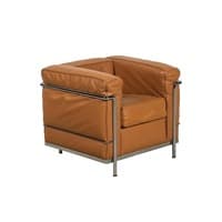 Pair of LC2 Leather Club Chairs by Le Corbusier for Cassina, Signed (Brown/Chrome)
