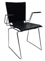 ICF Pelle Contemporary Chairs (Black/Chrome)
