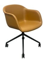 Muuto Fiber Swivel Guest Armchair with Casters (Cognac/Black)