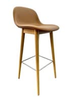 Muuto Fiber Bar Height Stool Base with Backrest (Cognac/Oak)